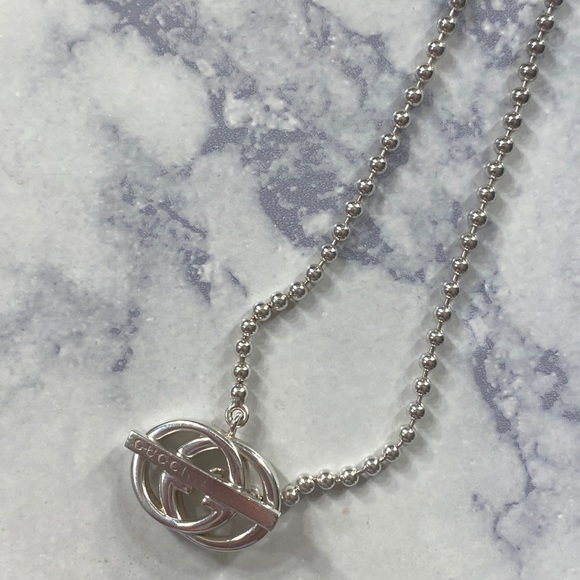 AUTHENTIC GUCCI BRIT TOGGLE NECKLACE 925 SS - Picture 3 of 4